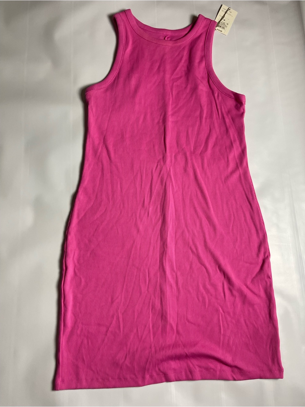 Women’s Sleeveless Rib Tank Dress M medium Hot Pink